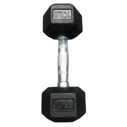 Chris Sports Hex Dumbbells With Rubber Ends (5lb, 10lb, 15lb, 20lb) Weight Training