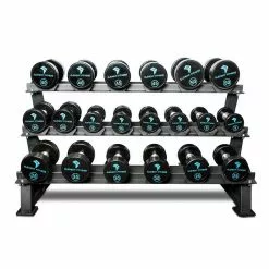 Element Fitness 5lb-50lb Dumbbell Set With Three-Tier Rack