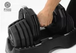 BYZoom Fitness 55lb Adjustable Dumbbell (Pair) With Dumbbell Stand