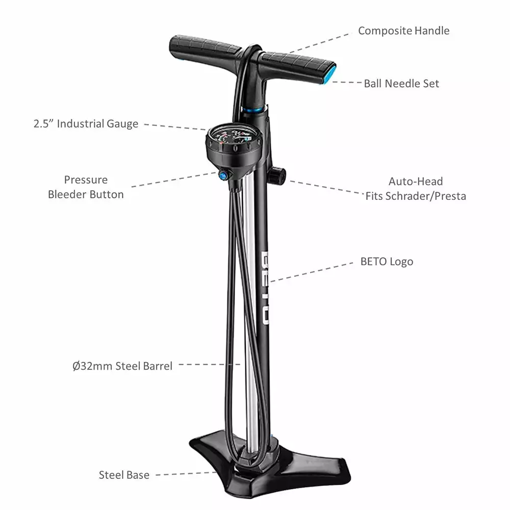 BETO Alloy Digital Floor Pump Bike Pump CFL-202SG8 Air Pump Bike Accessories 4 BETO Alloy Digital Floor Pump Bike Pump CFL-202SG8 Air Pump Bike Accessories