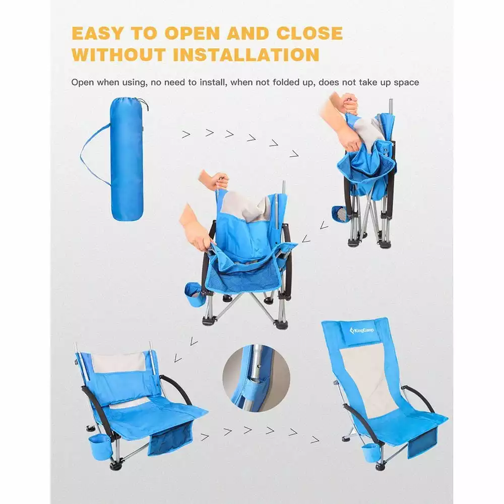 KingCamp High Backed Beach Chair Folding Chair Camping Chair (Blue) Outdoor/Camping 7 KingCamp High Backed Beach Chair Folding Chair Camping Chair (Blue) Outdoor/Camping