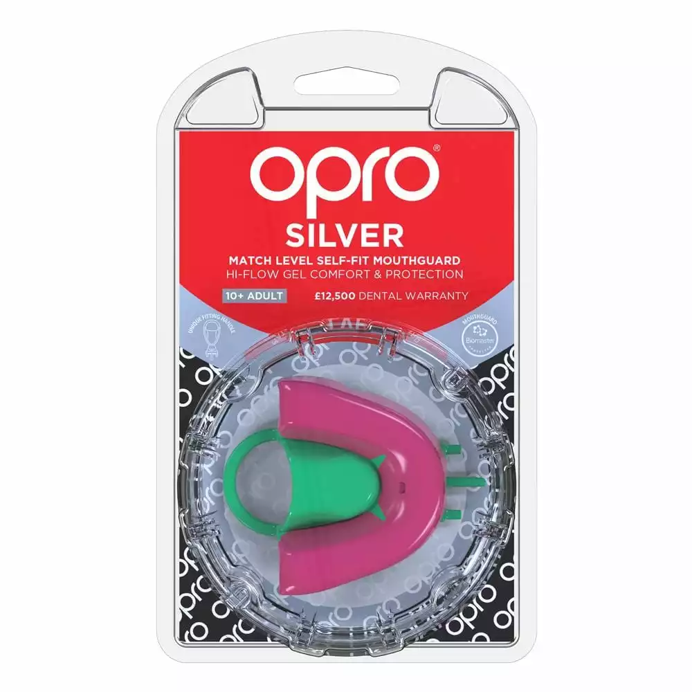 Boxing Opro Mouthguard Self-fit Gen 4 Silver - Pink/Green 5 Boxing Opro Mouthguard Self-fit Gen 4 Silver - Pink/Green