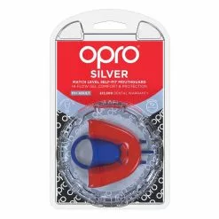 Opro Mouthguard Self-fit Gen 4 Silver - Red/Blue Boxing