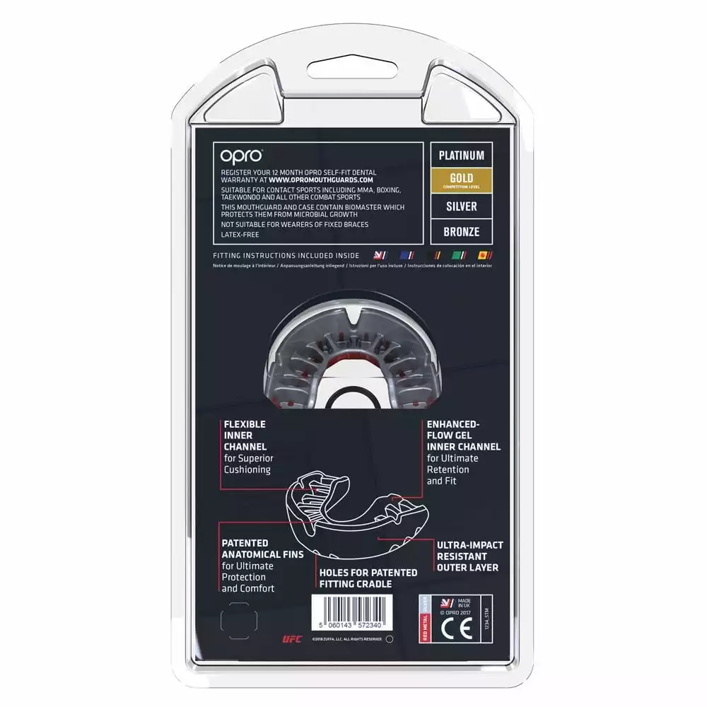 Boxing Opro Mouthguard Self-Fit UFC Gold - Red/Silver 5 Boxing Opro Mouthguard Self-Fit UFC Gold - Red/Silver