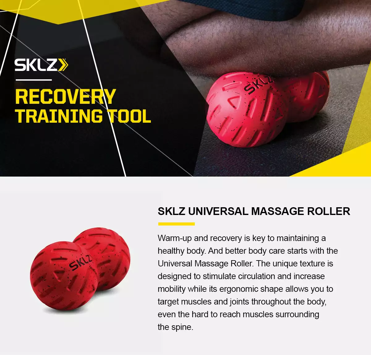 Massage/Recovery Tools SKLZ Universal Massage Roller- 8" Textured Double Massager 6 Massage/Recovery Tools SKLZ Universal Massage Roller- 8" Textured Double Massager