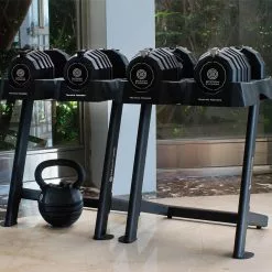 BYZoom Fitness 55lb Adjustable Dumbbell (Pair) With Dumbbell Stand