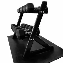 Element Fitness Hex Dumbbells Set With PVC Mat 210lb 12 Element Fitness Hex Dumbbells Set With PVC Mat 210lb