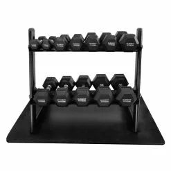 Element Fitness Hex Dumbbells Set With PVC Mat 210lb